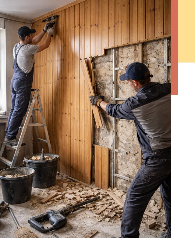 Демонтаж вагонки со стен в Арсеньеве от 1491 руб. — снятие, удаление, срочно | ОТДЕЛОЧНИК-Рсн