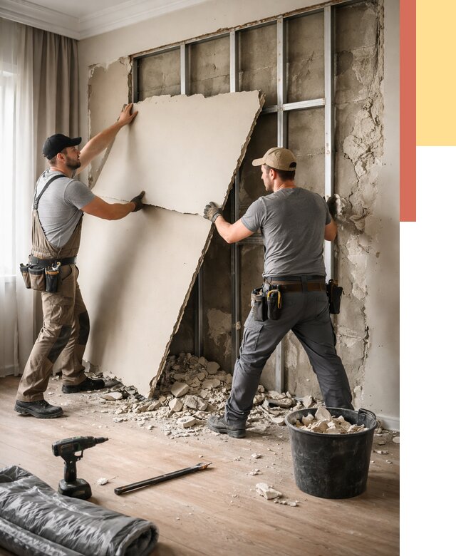 Демонтаж гипсокартона со стен в Арсеньеве от 360 руб. — услуги демонтажа | ОТДЕЛОЧНИК-Рсн