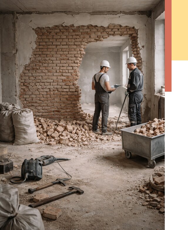 Демонтаж кирпичных стен в Арсеньеве от 4318 руб. — быстро, недорого, под ключ | ОТДЕЛОЧНИК-Рсн