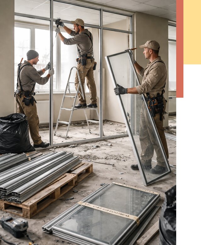 Демонтаж алюминиевых перегородок в Арсеньеве от 4318 руб. — быстро и недорого | ОТДЕЛОЧНИК-Рсн