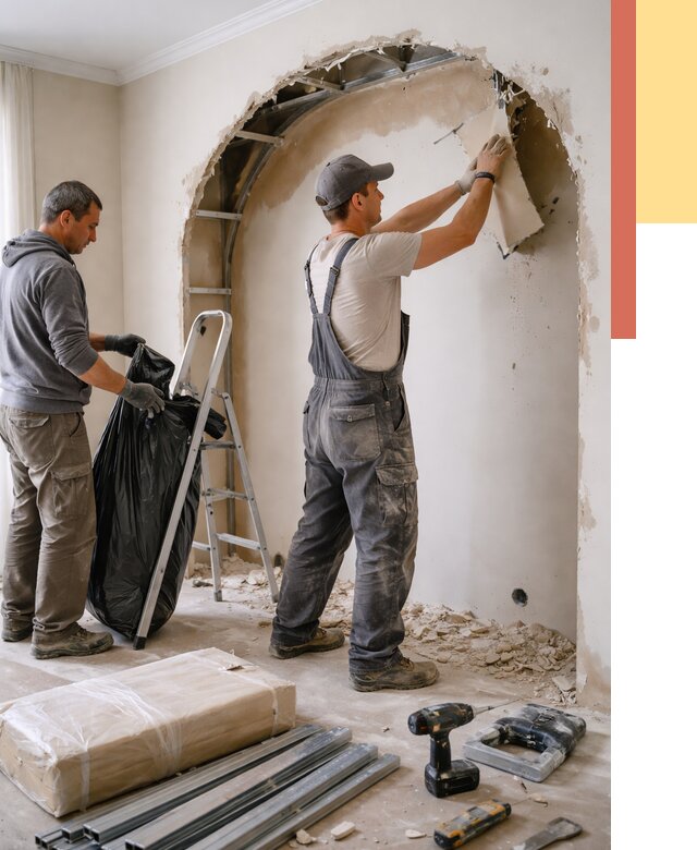 Демонтаж арки из гипсокартона в Арсеньеве от 3598 руб. — услуги под ключ | ОТДЕЛОЧНИК-Рсн