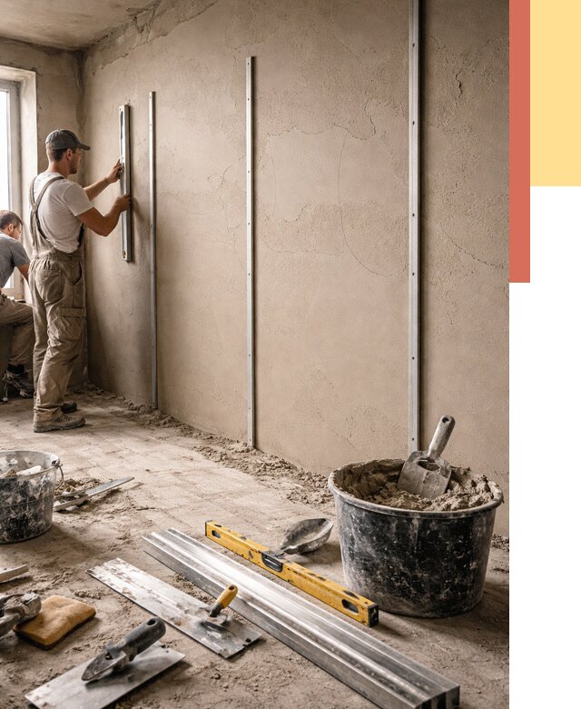 Штукатурка стен по маякам в Арсеньеве от 5654 руб./м² — выравнивание под ключ | ОТДЕЛОЧНИК-Рсн