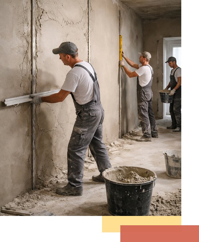 Штукатурка стен по маякам в Арсеньеве — точная и ровная поверхность