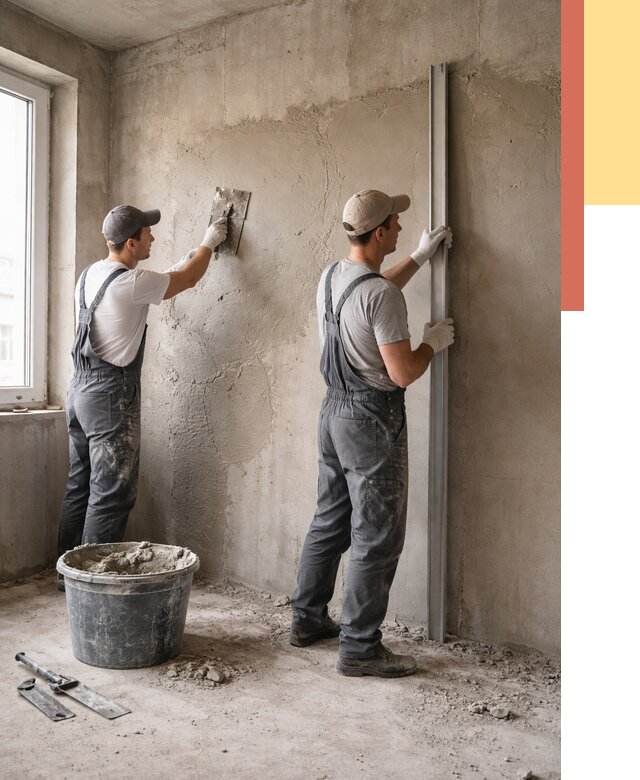 Штукатурка бетонных стен в Арсеньеве от 4626 руб/м² — качественно и быстро | ОТДЕЛОЧНИК-Рсн