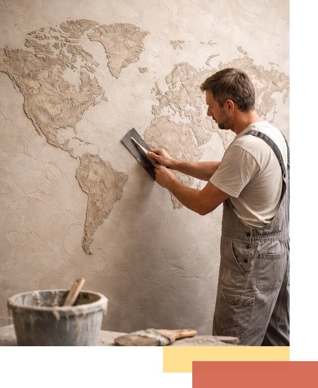 Декоративная штукатурка «Карта мира» под ключ в Арсеньеве