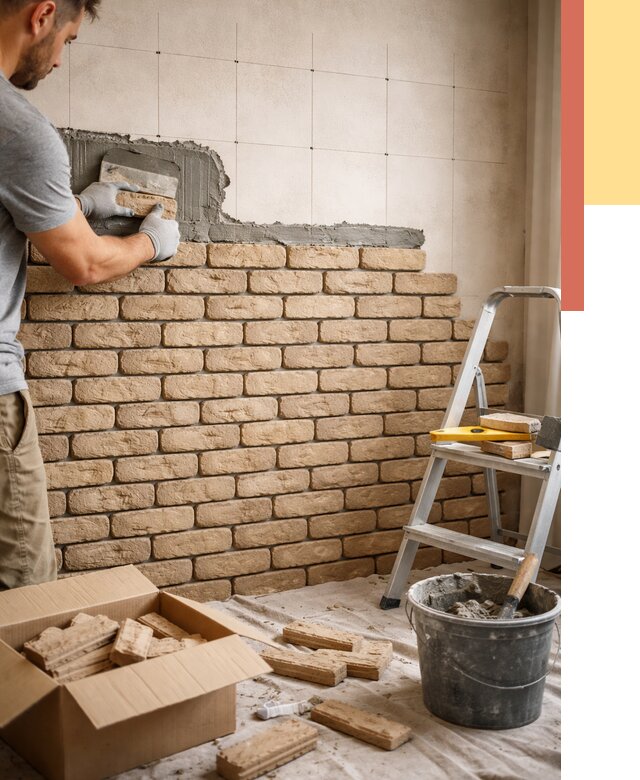 Монтаж декоративного кирпича в Арсеньеве от 3290 руб./м² — быстро и недорого | ОТДЕЛОЧНИК-Рсн