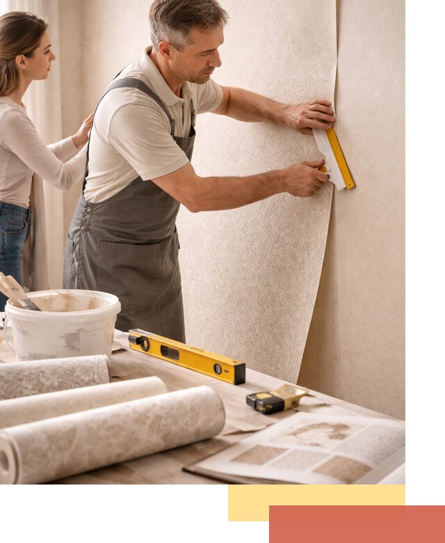 Поклейка обоев с подбором рисунка в Арсеньеве