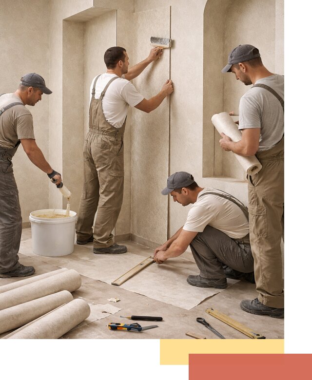 Поклейка обоев на сложные стены и неровные поверхности в Арсеньеве