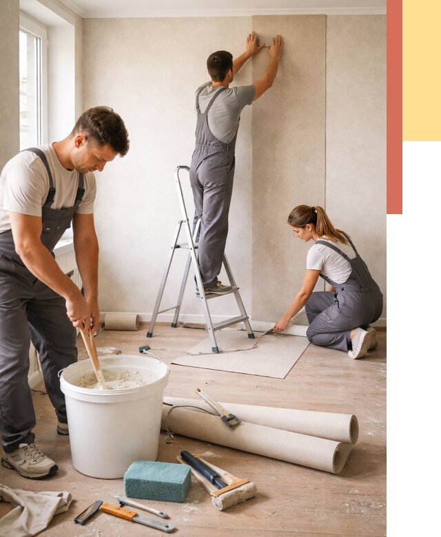 Оклейка стен обоями в Арсеньеве от 3598 руб/м2 — быстро и недорого | ОТДЕЛОЧНИК-Рсн