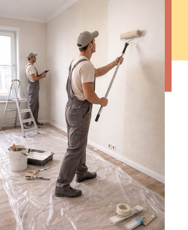 Покраска стен акриловой краской в Арсеньеве от 3598 руб./м² — быстро и недорого | ОТДЕЛОЧНИК-Рсн