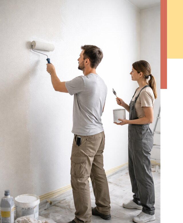 Окраска стен по стеклохолсту в Арсеньеве от 4626 руб/м² под ключ | ОТДЕЛОЧНИК-Рсн