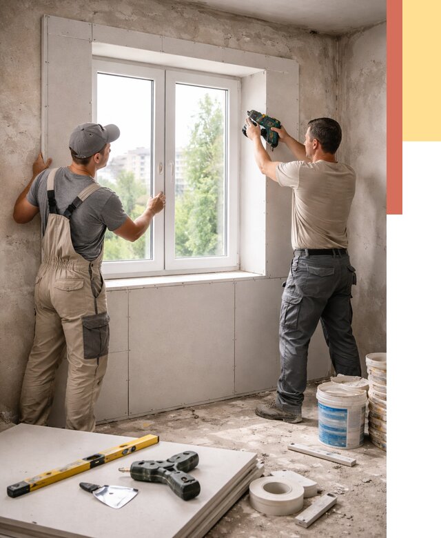 Монтаж откосов из гипсокартона в Арсеньеве от 4626 руб. под ключ | ОТДЕЛОЧНИК-Рсн