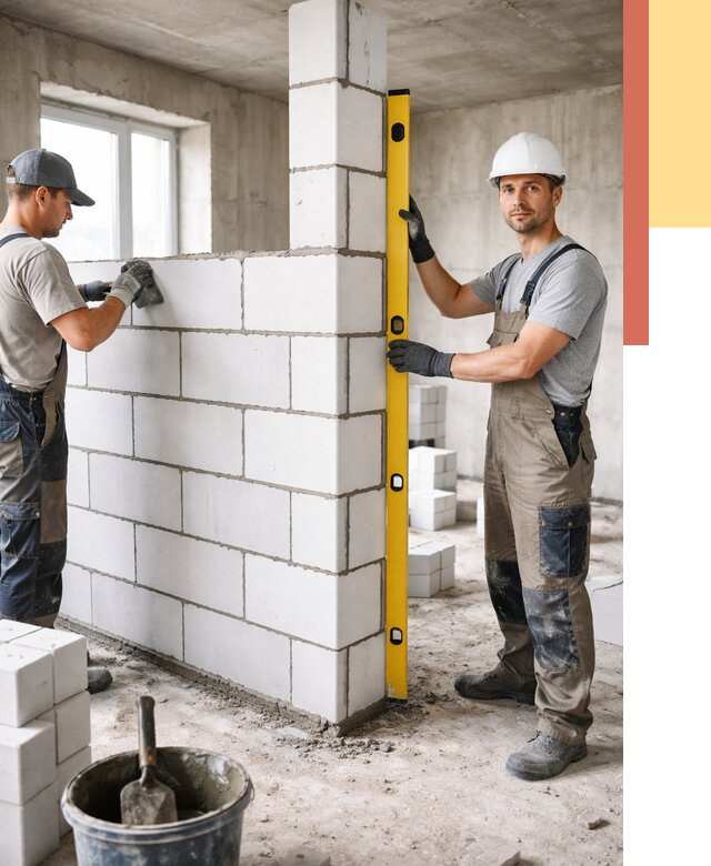 Кладка перегородок из пеноблока в Арсеньеве от 1850 руб. под ключ | ОТДЕЛОЧНИК-Рсн