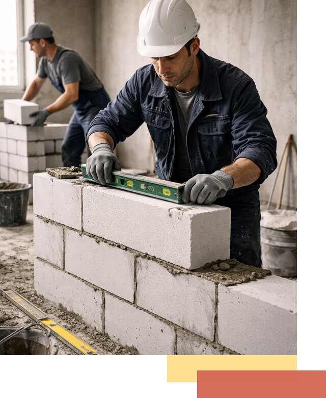 Кладка перегородок из пеноблока под ключ в Арсеньеве