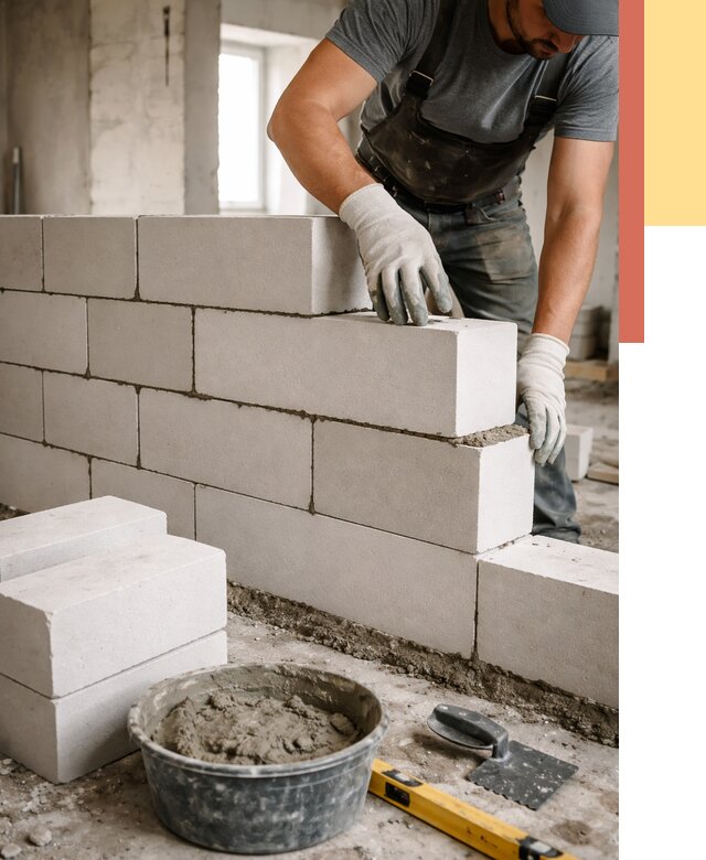 Кладка перегородок из силикатного блока в Арсеньеве от 4112 руб. под ключ | ОТДЕЛОЧНИК-Рсн