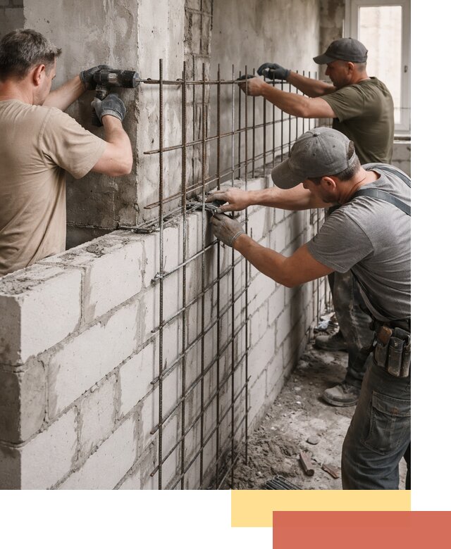 Армирование кладки перегородок в Арсеньеве профессионально и надёжно