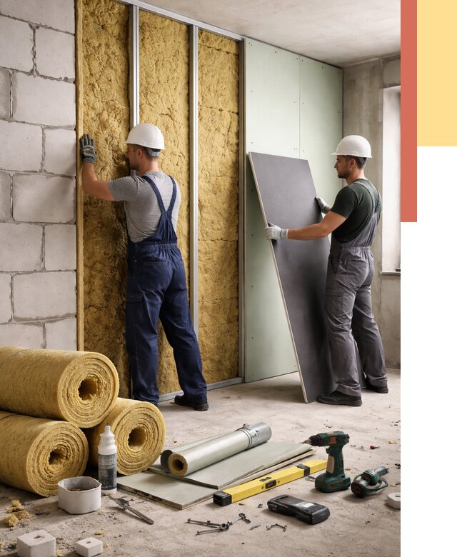 Шумоизоляция перегородок из блоков в Арсеньеве от 1902 руб./м² — быстро и недорого | ОТДЕЛОЧНИК-Рсн