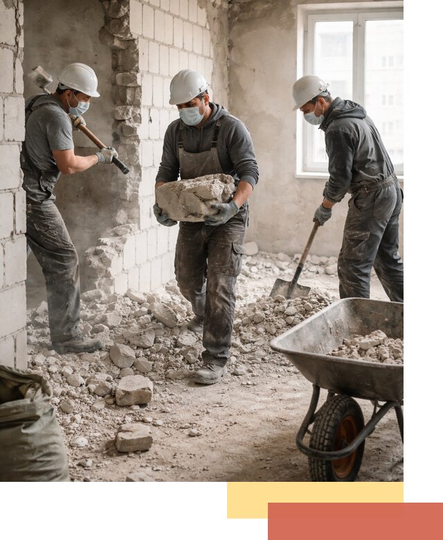 Демонтаж блочных перегородок в Арсеньеве быстро и аккуратно