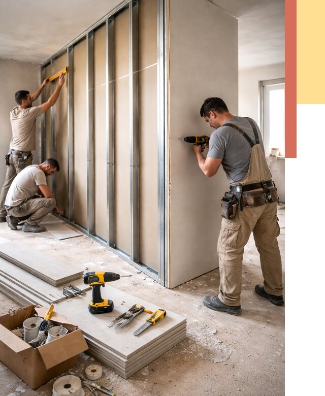 Монтаж однослойной перегородки из гипсокартона в Арсеньеве от 668 руб. | ОТДЕЛОЧНИК-Рсн