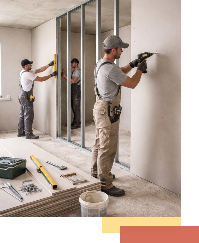 Однослойная перегородка из гипсокартона в Арсеньеве под ключ, монтаж и отделка