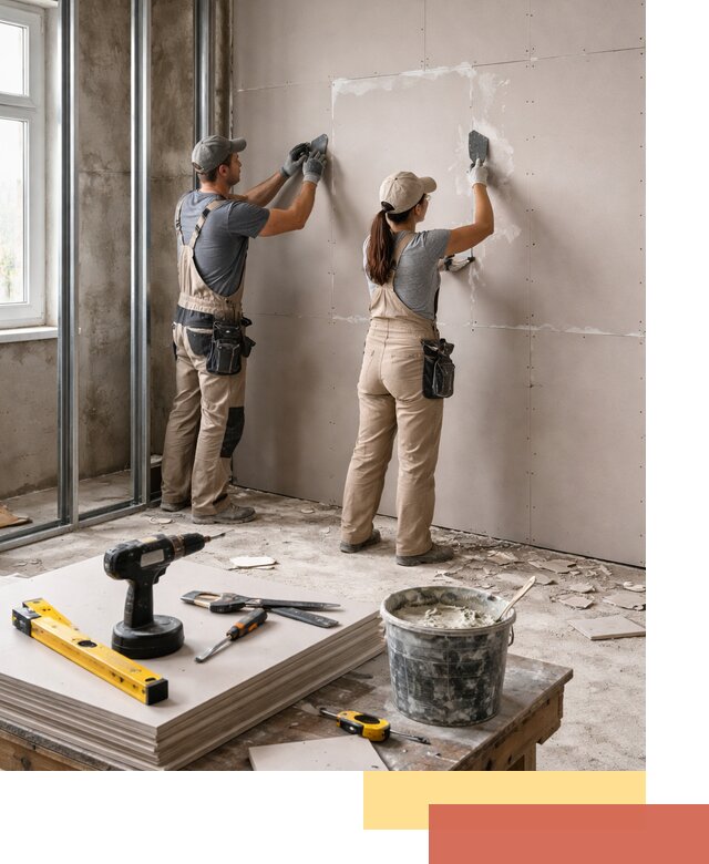 Монтаж двухслойной перегородки из гипсокартона в Арсеньеве