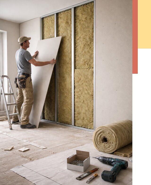 Перегородка из гипсокартона с шумоизоляцией в Арсеньеве от 3207 руб. | ОТДЕЛОЧНИК-Рсн