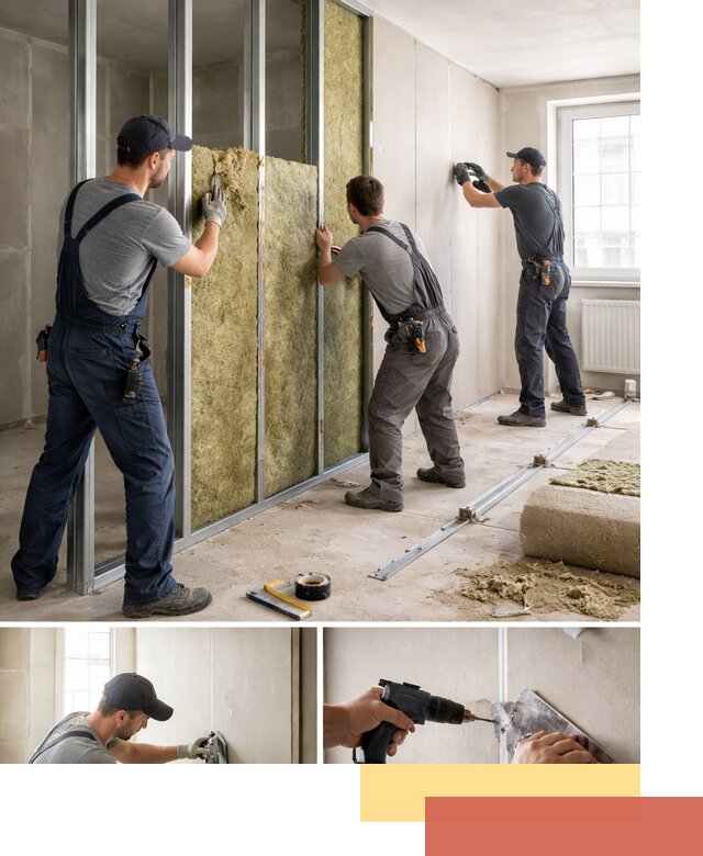 Перегородка из гипсокартона с шумоизоляцией в Арсеньеве — монтаж под ключ