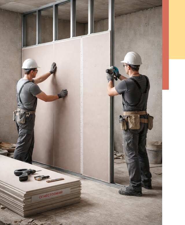 Перегородка из огнестойкого гипсокартона в Арсеньеве от 1902 руб. под ключ | ОТДЕЛОЧНИК-Рсн