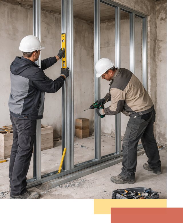 Монтаж каркаса перегородки из профиля в Арсеньеве