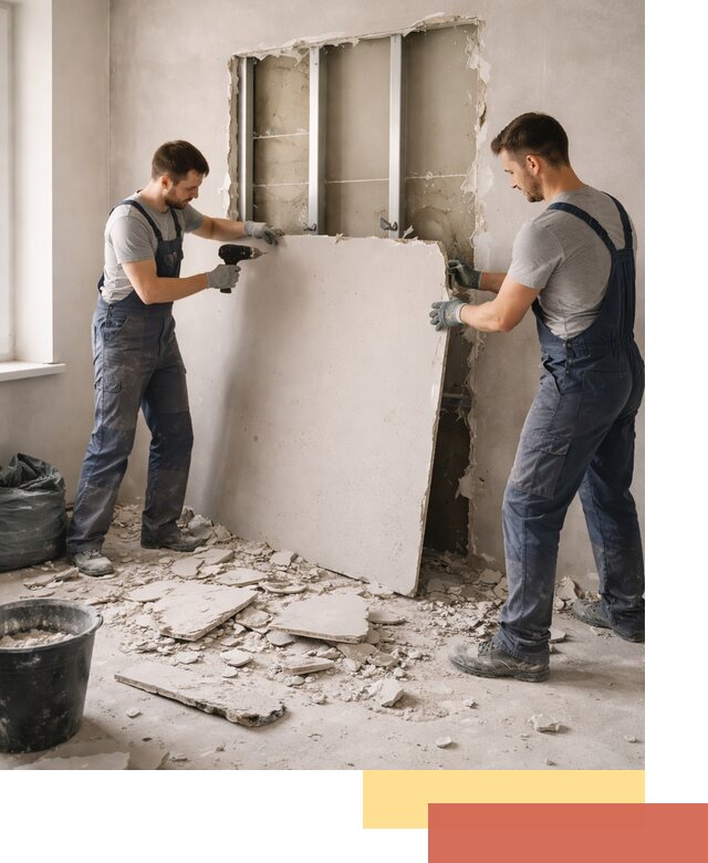 Демонтаж перегородки из гипсокартона в Арсеньеве быстрый и аккуратный