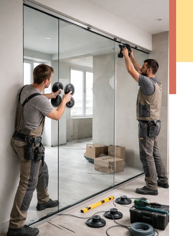 Монтаж стеклянных перегородок в Арсеньеве от 6682 руб. | ОТДЕЛОЧНИК-Рсн