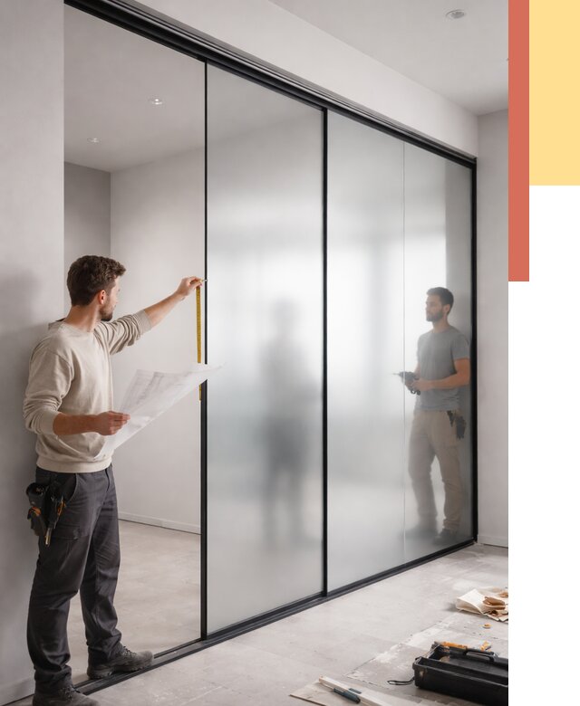 Матовые стеклянные перегородки в Арсеньеве от 8738 руб. — монтаж и установка | ОТДЕЛОЧНИК-Рсн