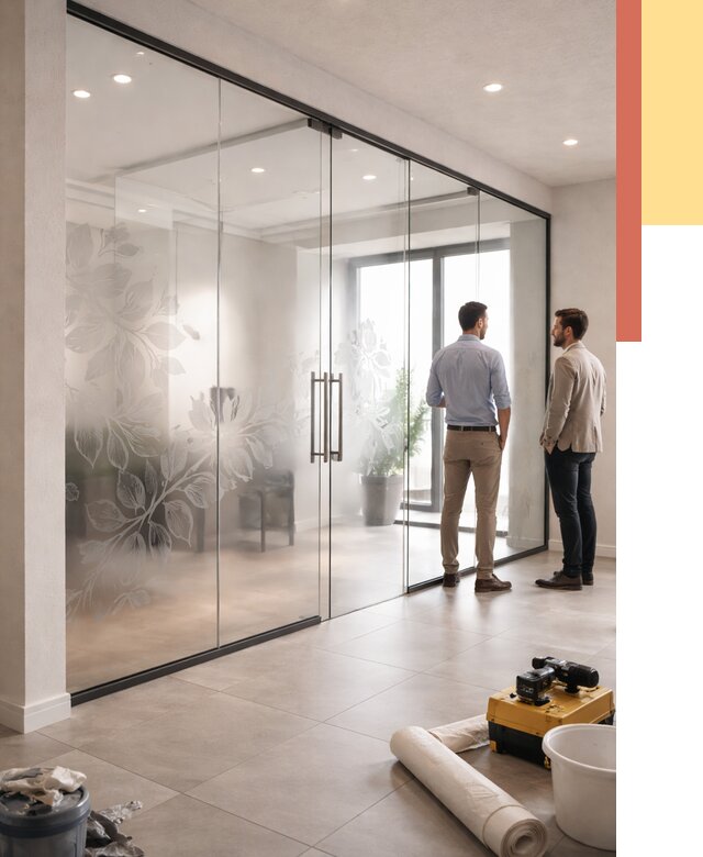 Стеклянные перегородки с рисунком в Арсеньеве от 12850 руб. монтаж и нанесение | ОТДЕЛОЧНИК-Рсн