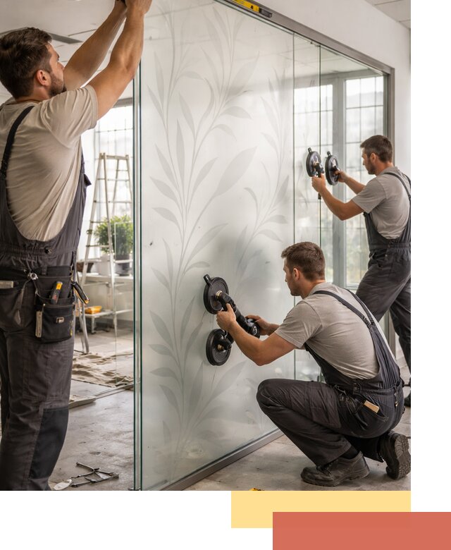 Стеклянные перегородки с рисунком на заказ в Арсеньеве