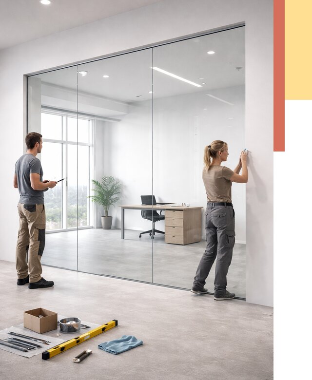 Перегородки из закаленного стекла в Арсеньеве от 9766 руб. под ключ | ОТДЕЛОЧНИК-Рсн