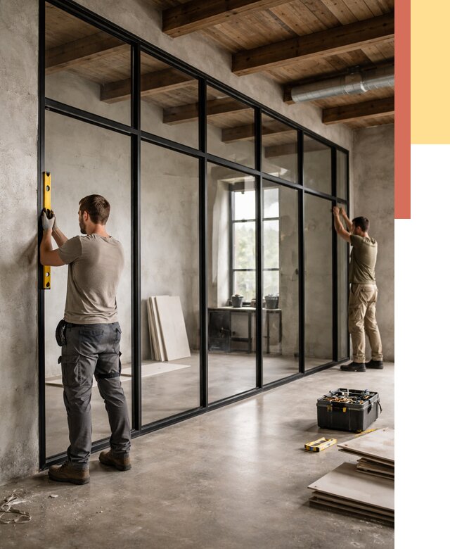 Стеклянные перегородки лофт в Арсеньеве от 10794 руб. под ключ | ОТДЕЛОЧНИК-Рсн