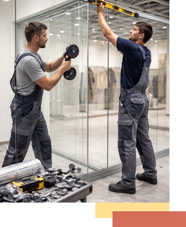 Стеклянные перегородки для магазинов в Арсеньеве — монтаж и установка