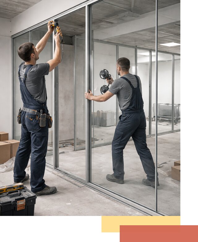 Алюминиевые перегородки со стеклом в Арсеньеве — изготовление и монтаж