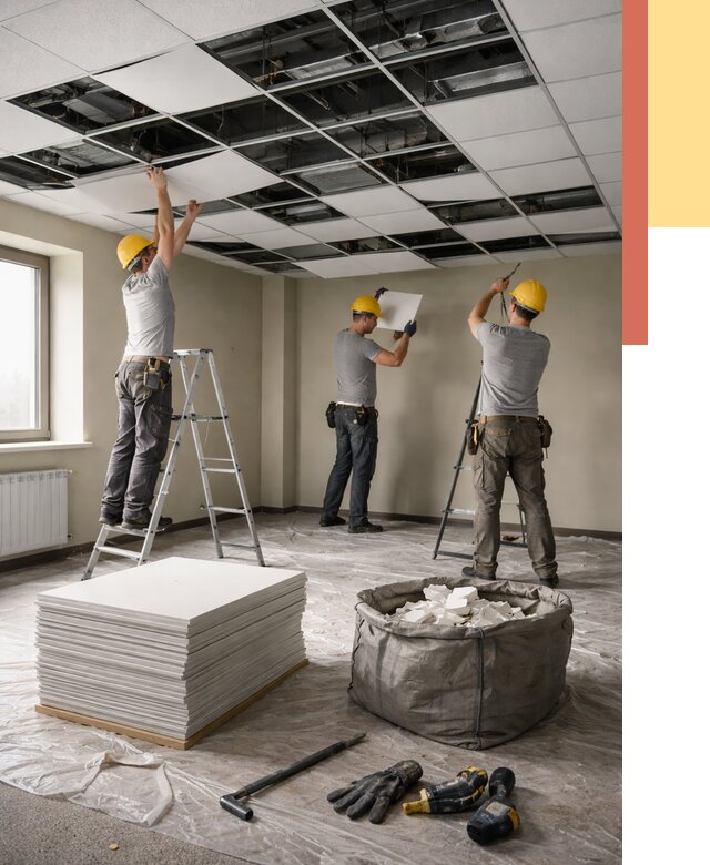 Демонтаж потолка Армстронг в Арсеньеве от 4626 руб. быстро и недорого | ОТДЕЛОЧНИК-Рсн