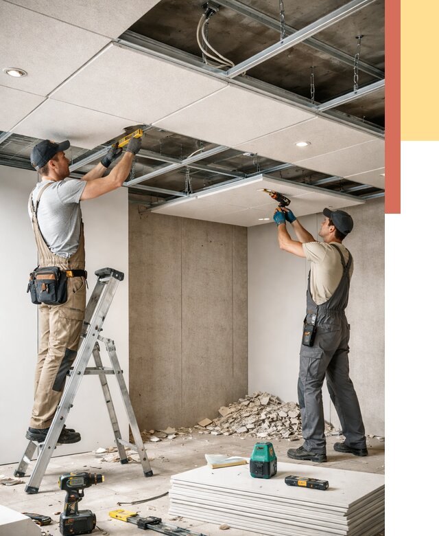 Монтаж акустического потолка в Арсеньеве от 6682 руб/м2 — быстро и недорого | ОТДЕЛОЧНИК-Рсн