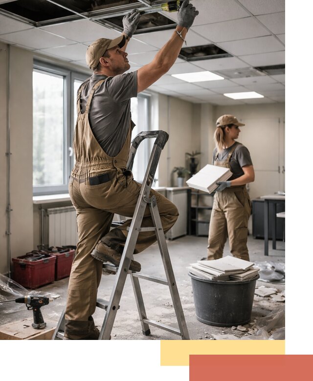 Ремонт потолка Армстронг и замена плит в Арсеньеве