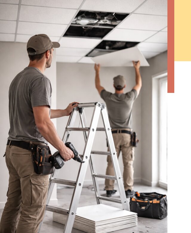 Обслуживание подвесного потолка в Арсеньеве от 3598 руб. — быстро и недорого | ОТДЕЛОЧНИК-Рсн