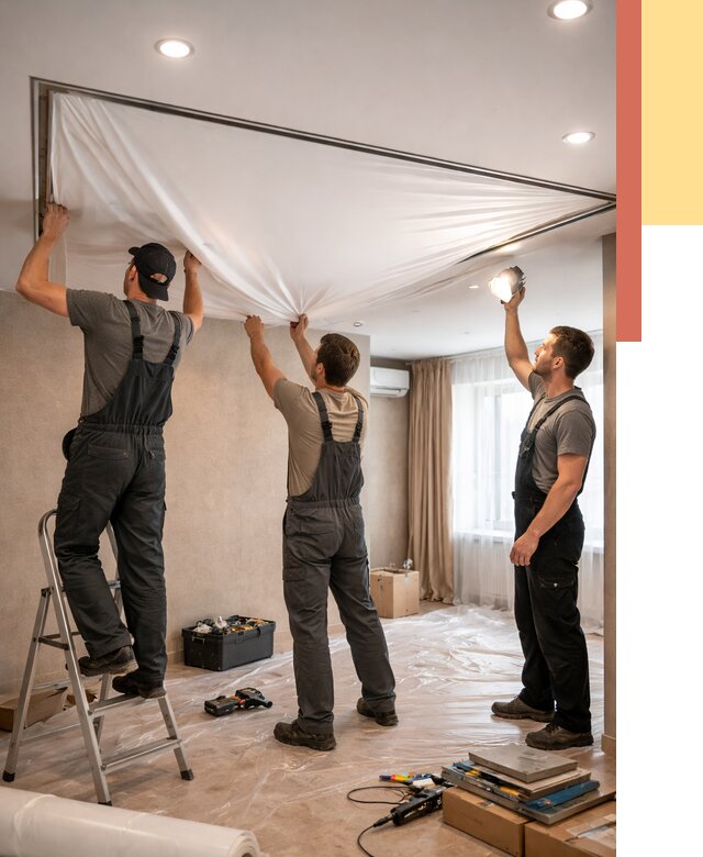 Монтаж ПВХ натяжного потолка в Арсеньеве от 3598 руб. под ключ | ОТДЕЛОЧНИК-Рсн