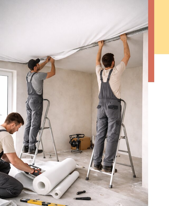 Монтаж тканевого натяжного потолка в Арсеньеве от 3598 руб. под ключ | ОТДЕЛОЧНИК-Рсн