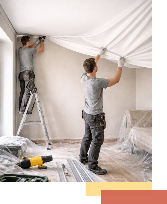 Монтаж тканевого натяжного потолка в Арсеньеве недорого и быстро