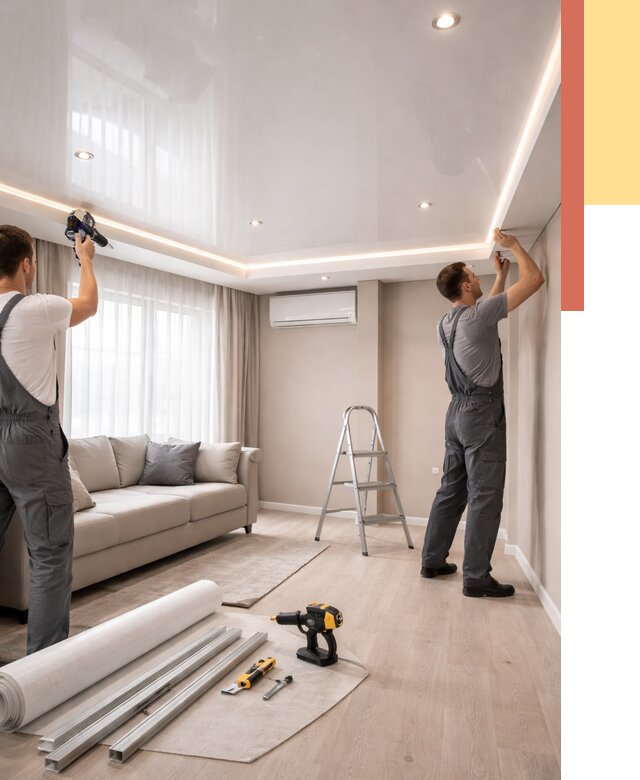 Монтаж глянцевого натяжного потолка в Арсеньеве от 771 руб. под ключ | ОТДЕЛОЧНИК-Рсн