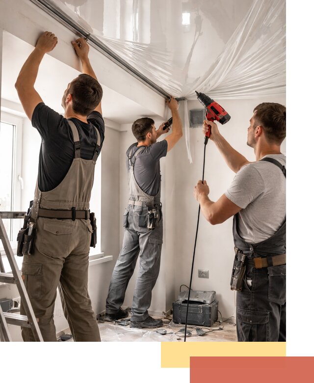 Монтаж глянцевого натяжного потолка в Арсеньеве быстро и качественно