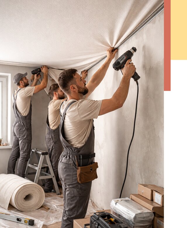 Монтаж фактурного натяжного потолка в Арсеньеве от 771 руб. — ОТДЕЛОЧНИК-Рсн