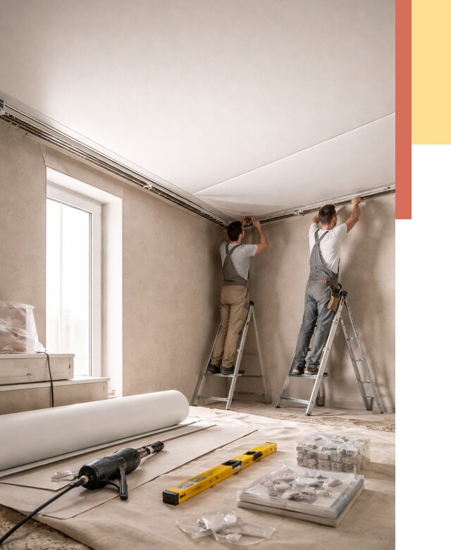 Монтаж натяжного потолка в спальне в Арсеньеве от 3906 руб. под ключ | ОТДЕЛОЧНИК-Рсн