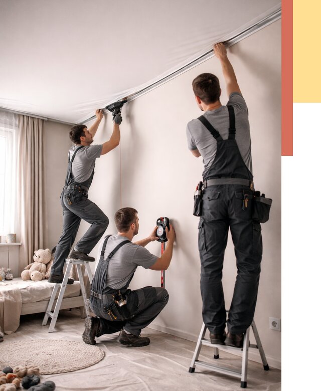 Монтаж натяжного потолка в детской в Арсеньеве от 3598 руб. — быстро и недорого | ОТДЕЛОЧНИК-Рсн